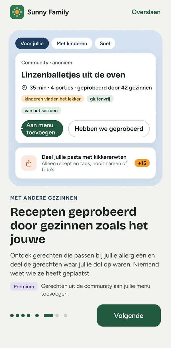 App-scherm: een communityrecept dat past bij de allergieën van het gezin